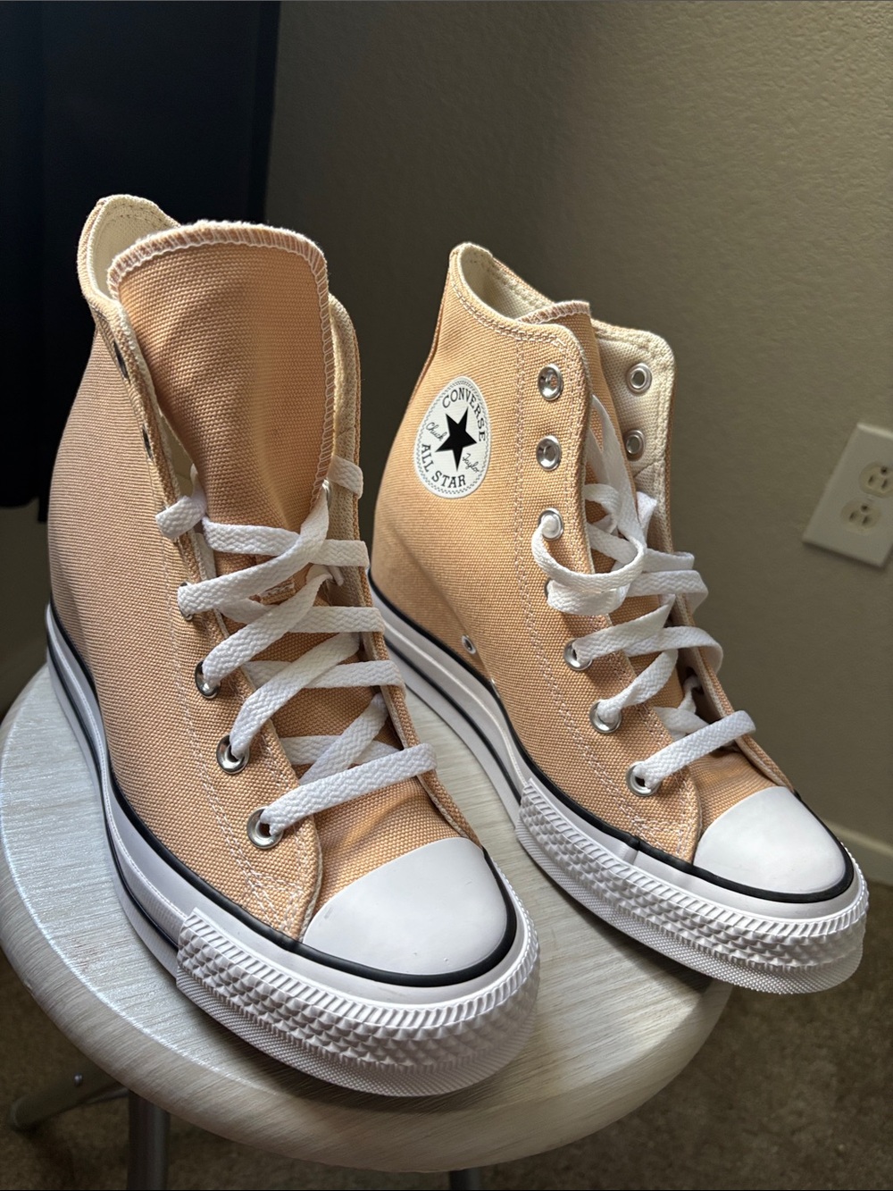 Converse High Top Sneakers - Peach Canvas with White Accents